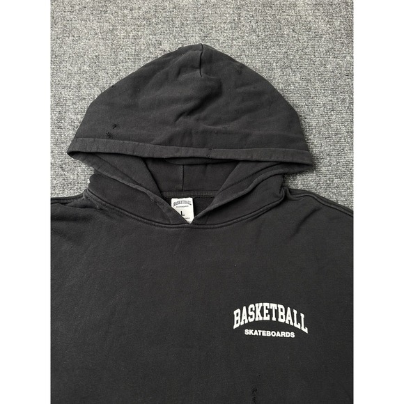 Mens Hoodie Basketball Skateboards Black Ballerina Graphic Distressed, Size L - Picture 3 of 13